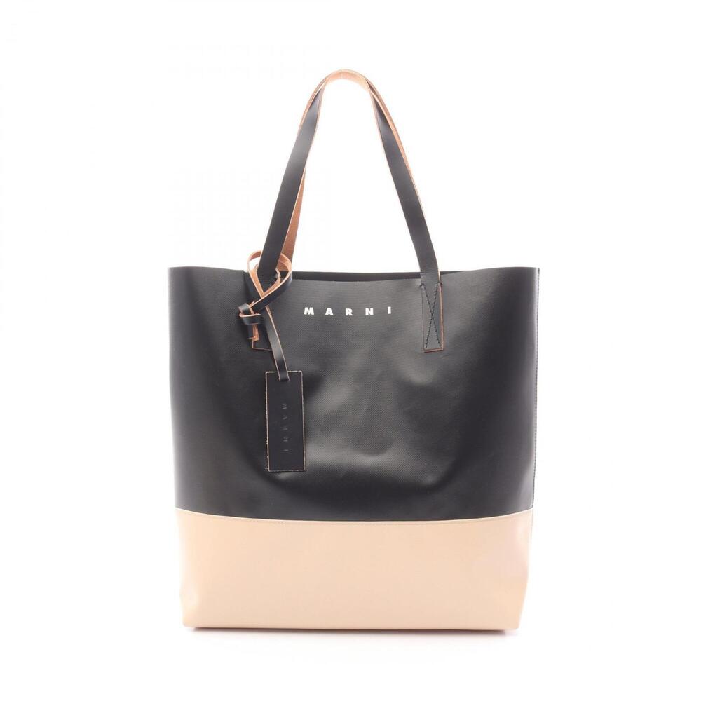 MARNI TRIBECA Tote Bag Handbag, Coated Canvas Leather, Men's & Women's, Black...